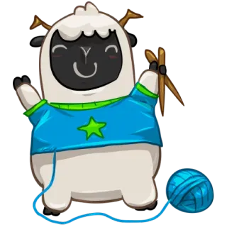 😌 양, 뜨개질, 귀여운, 동물, 털실, 만화 telegram sticker