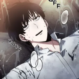 😖 HUFF Manhwa, Anime, Esaurito, Sudore, Ansimante, Maschio telegram sticker
