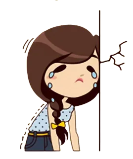😑 llorando, triste, chica, dibujo animado, emoción, molesto whatsapp sticker