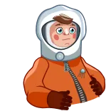 👍 astronaut, ruimtepak, man, oranje, cartoon, persoon telegram sticker
