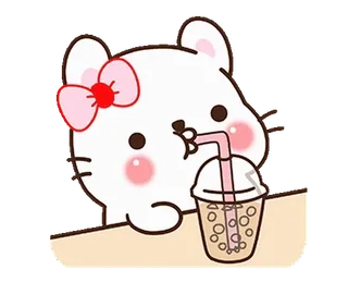 🥤 Dibujo animado, Animal, Lindo, Kawaii, Bubble Tea, Bebida, Pegatina whatsapp sticker