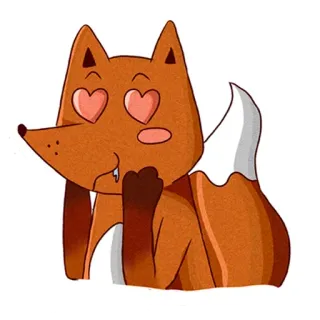 ❤ zorro, lindo, amor, animal, dibujos animados, pegatina telegram sticker