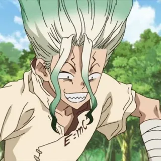🥬 Senku Ishigami Dr. Stone E=mc² Аниме, Персонаж, Доктор Стоун, Сенку, Ишигами, Формула whatsapp sticker