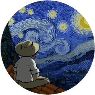 🌾 art, painting, night, stars, landscape, illustration, cartoon whatsapp sticker