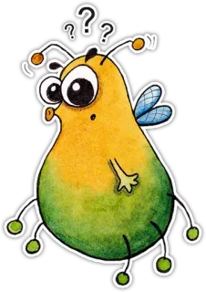 🤔 inseto, pergunta, confuso, desenho animado, inseto, curioso, aquarela telegram sticker