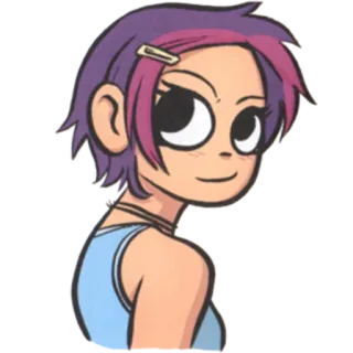 😊 Ramona Flowers Scott Pilgrim Рамона Флауэрс, Скотт Пилигрим, комикс, персонаж, фиолетовые волосы whatsapp sticker