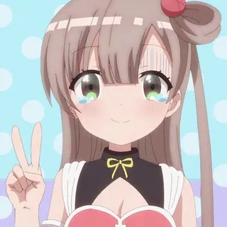 ✌️ 动漫女孩, 卡通, 可爱, 和平标志 whatsapp sticker