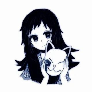 ✉️ Anime, Manga, Dziewczyna, Maska, Kot, Słodki, Kwiat telegram sticker