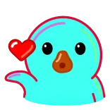 😘 dễ thương, trái tim, hoạt hình, vịt, đáng yêu, kawaii telegram sticker