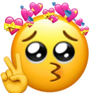 🥺 이모지, 평화 기호, 키스, 하트, 귀여운 whatsapp sticker