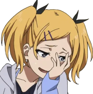 😅 anime, girl, blonde, pigtails, embarrassed, facepalm telegram sticker