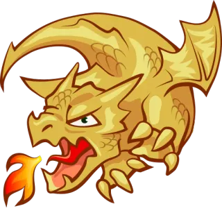 😡 drago, fantasy, creatura mitologica, fuoco, oro whatsapp sticker