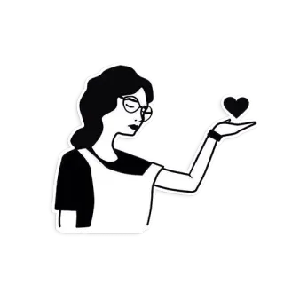😙 mujer, corazón, amor, gafas, minimalista telegram sticker
