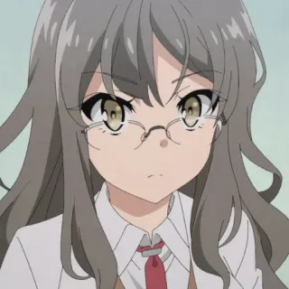 🧪 Mai Sakurajima Rascal Does Not Dream of Bunny Girl Senpai Anime, Fille, Mignon, Sérieux, Lunettes telegram sticker