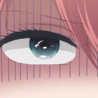 🍁 Anime, Ojo, Primer plano, Pelo rosa, Dibujo animado telegram sticker