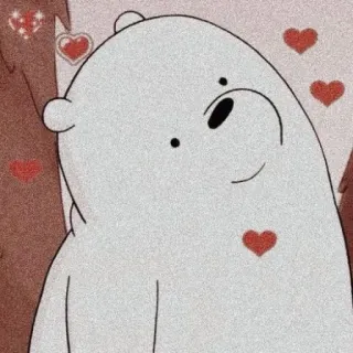 💜 Ice Bear We Bare Bears 아이스 베어, 위 베어 베어스, 귀여운, 만화 곰, 애니메이션, 하트 telegram sticker
