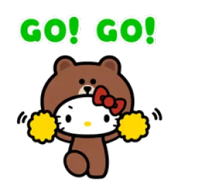 🏃 Hello Kitty GO! GO! Hello Kitty, cheerleading, cute, kawaii, Sanrio, bear, encouragement telegram sticker