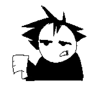 👎 Monigote, Pulgar abajo, No me gusta, Negativo, Gesto, Dibujo animado, Blanco y negro telegram sticker