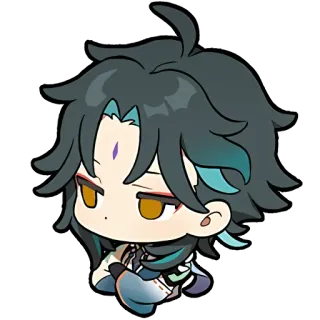 😕 Xiao Genshin Impact anime, game, chibi, genshin impact, xiao whatsapp sticker
