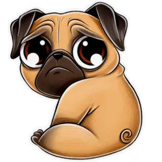😞 perro, pug, cachorro, lindo, animal, pegatina telegram sticker