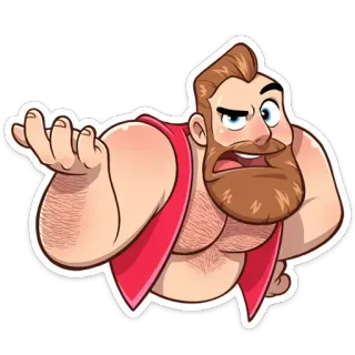 ⁉️ Dessin animé, Homme, Barbe, Musclé, Personnage whatsapp sticker