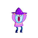 😱 wizard, magic, cartoon, purple, hat, shocked telegram sticker