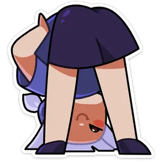 🙃 Мультфильм, Девочка, Смотрит вниз, Милая, Игривый whatsapp sticker