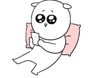 😊 carino, cartone animato, cuscino, smartphone, rilassante, personaggio telegram sticker