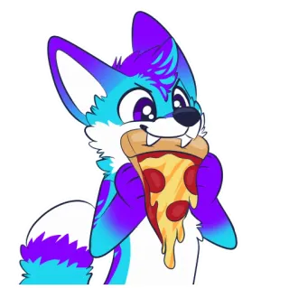 🍕 Dibujos animados, Perro, Pizza, Comida, Peludo, Comiendo, Animal telegram sticker