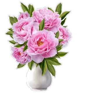 🌹 цветы, пионы, ваза, букет, цветочная композиция, розовые цветы, цветочная аранжировка, декоративный telegram sticker
