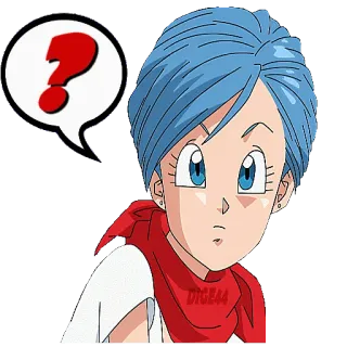 ❓ Bulma Dragon Ball Bulma, Dragon Ball, question, anime, dessin animé, autocollant whatsapp sticker