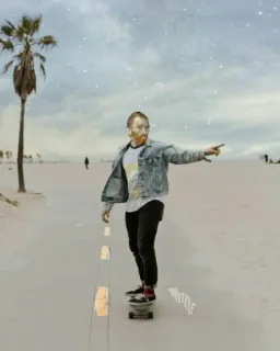 👂 turtle Mann, Skateboard, Strand, Palme, Skateboarding, Streetstyle telegram sticker