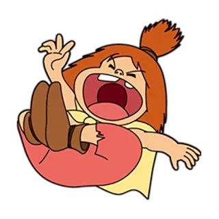 😆 Cartoon, Mädchen, schreiend, wütend, Kind telegram sticker