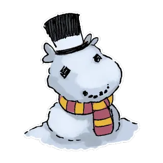 ⛄ người tuyết, mùa đông, tuyết, hoạt hình, mũ, khăn quàng cổ, động vật, dễ thương telegram sticker