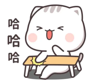 😄 哈哈哈 Katze, lachen, Tisch, süß, glücklich, Meme telegram sticker