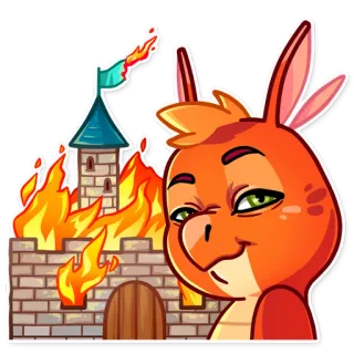 🔥 dragon, dessin animé, feu, château, destruction, enflammé, animation, suffisant telegram sticker