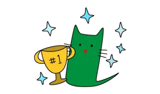 🏆 #1 trofeo, premio, número uno, gato, ganador, campeón whatsapp sticker