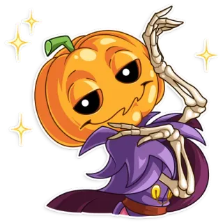 ✨ カボチャ, 骸骨, ハロウィン, 不気味, キャラクター, 漫画, 魔法, モンスター telegram sticker