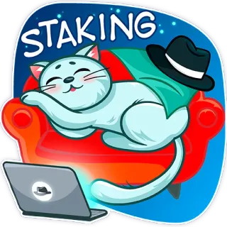 😴 STAKING gato, portátil, staking, finanzas, cripto telegram sticker