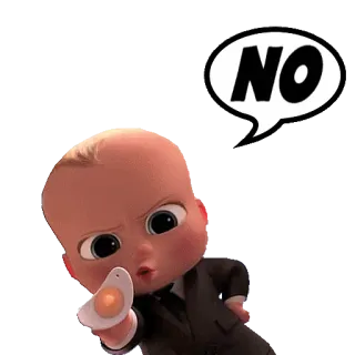 👎 Boss Baby The Boss Baby NO bebé, dibujos animados, no, Un jefe en pañales, rechazo telegram sticker