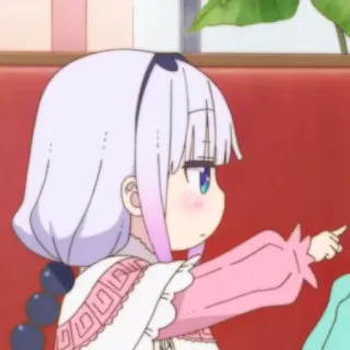 🍚 Kanna Miss Kobayashi's Dragon Maid Kanna, Anime, Dragão, fofo, apontando, Miss Kobayashi's Dragon Maid, kawaii whatsapp sticker