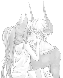 💕 beso, amor, pareja, anime, fantasía whatsapp sticker