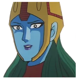 😈 Anime, Hoạt hình, Nhân vật, Xanh dương, Nữ, Mũ bảo hiểm, Chân dung telegram sticker