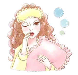 😴 sleepy, woman, tired, pillow, waking up, bedtime telegram sticker