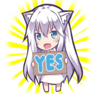 😌 YES Anime, Niedlich, Katzenmädchen, Ja, Zustimmung, Chibi telegram sticker