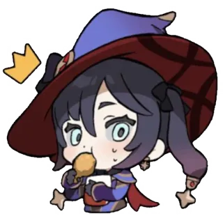 🔮 Mona Genshin Impact Anime, Niedlich, Spiel, Hexe, Essen telegram sticker
