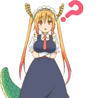 🤔 Tohru Miss Kobayashi's Dragon Maid Anime, Dragon, Maid, Tohru, Point d'interrogation, Confus, Kawaii whatsapp sticker