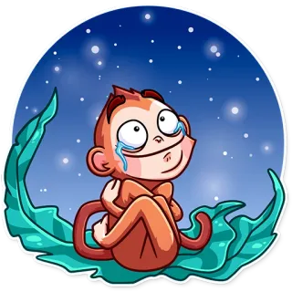😢 singe, pleurer, triste, larmes, animal, dessin animé telegram sticker