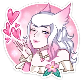 😘 Anime, Sticker, Coeurs, Kawaii, Mignon, Femme, Flirt, Furry whatsapp sticker