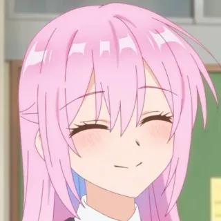 🍧 Anime Mädchen, rosa Haare, lächelnd, süß, Cartoon, Anime telegram sticker